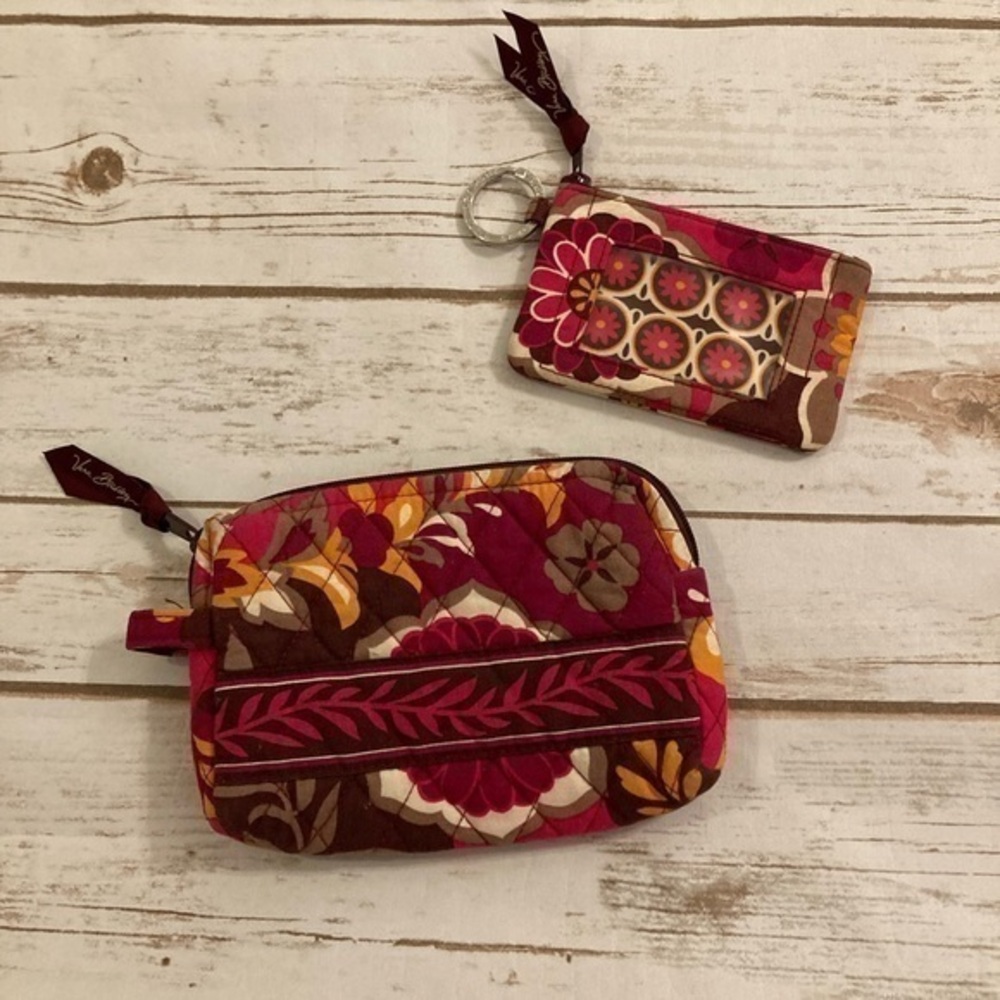 Retired Vera Bradley Quilted 2009 Gem Small Makeup Bag and Coin Purse Set